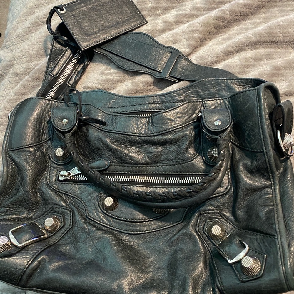 Balenciaga Motocross 21 City Bag Black Lambskin Leather